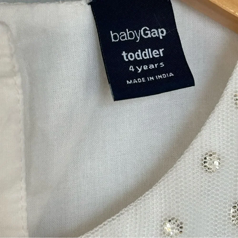 Baby Gap Toddler Flower Girls White Ivory Tulle Bling Rhinestone Party Dress 4T